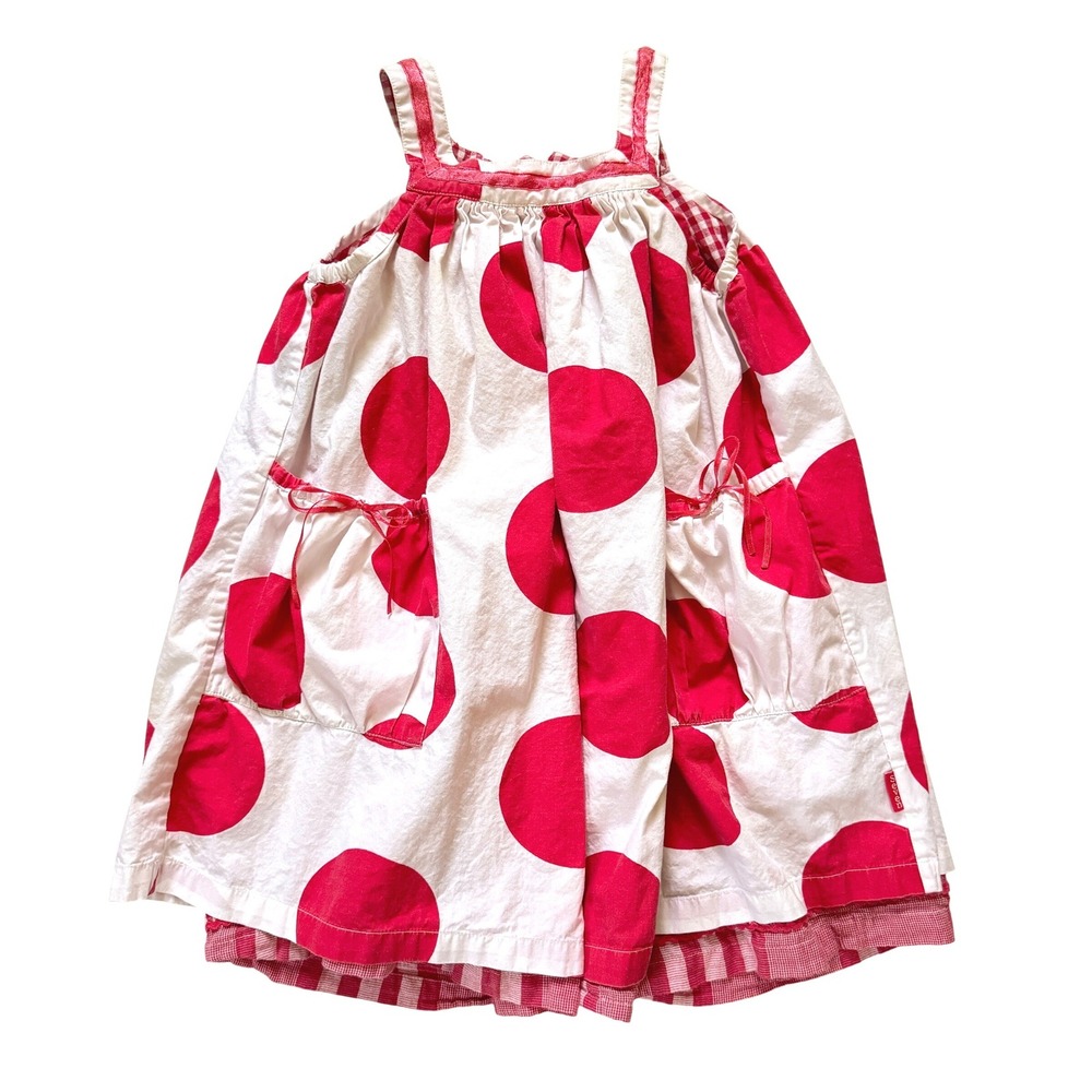 Vintage Room Seven Dress Girls 5 Red White Polka Dot Gingham Pockets Sleeveless